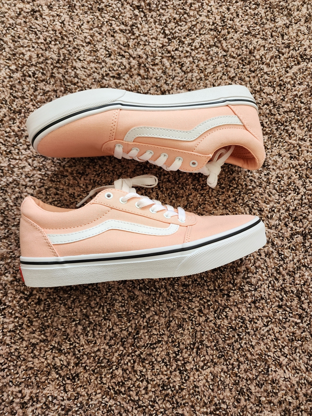 Tropical Peach Canvas Low-Top Sneakers with White Stripe